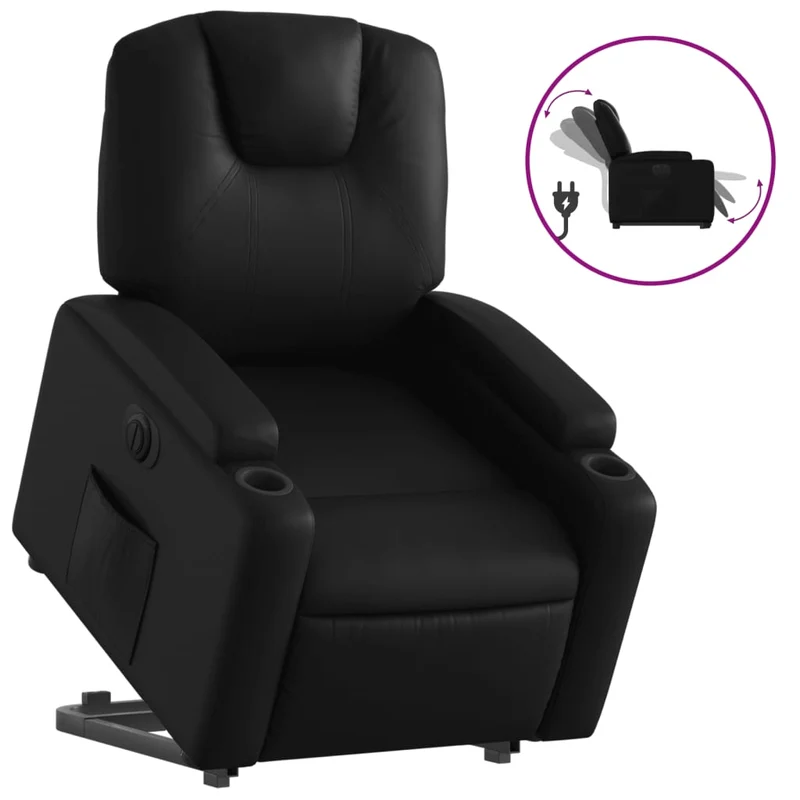 Fauteuil relax TV fonction de levage électrique très confortable en PVC noir DEC028462