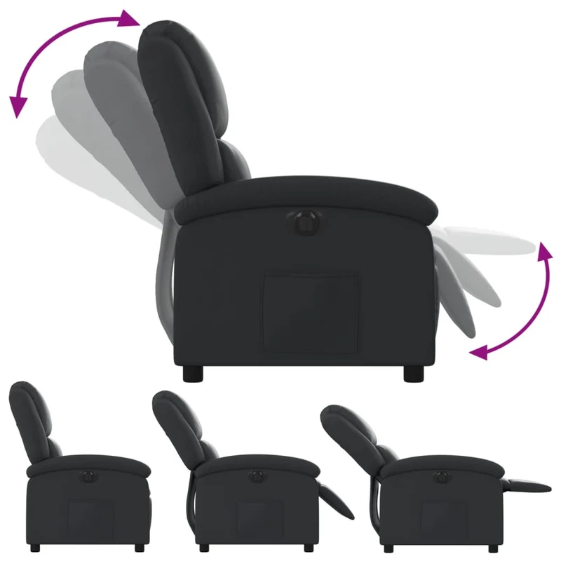 Fauteuil relax TV fonction d'inclinaison électrique très confortable en cuir véritable noir DEC028459