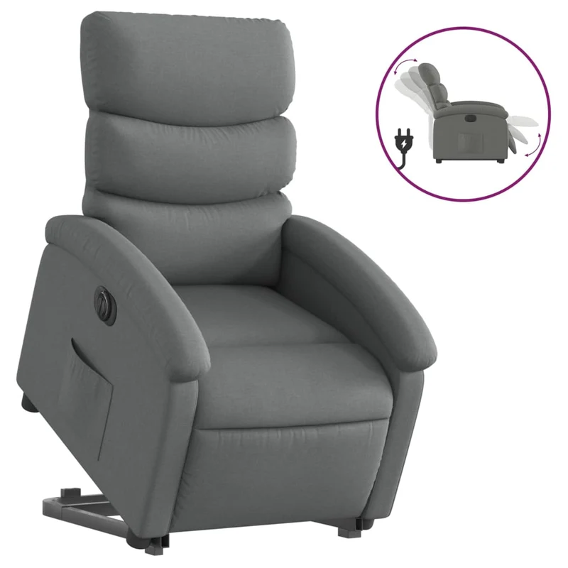 Fauteuil relax TV fonction de levage électrique très confortable en tissu gris foncé DEC028362