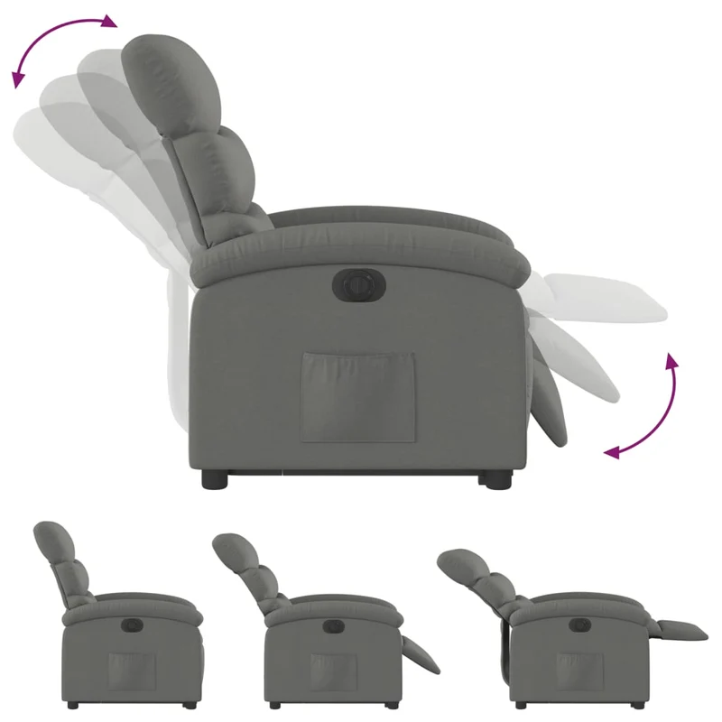 Fauteuil relax TV fonction de levage électrique très confortable en tissu gris foncé DEC028362