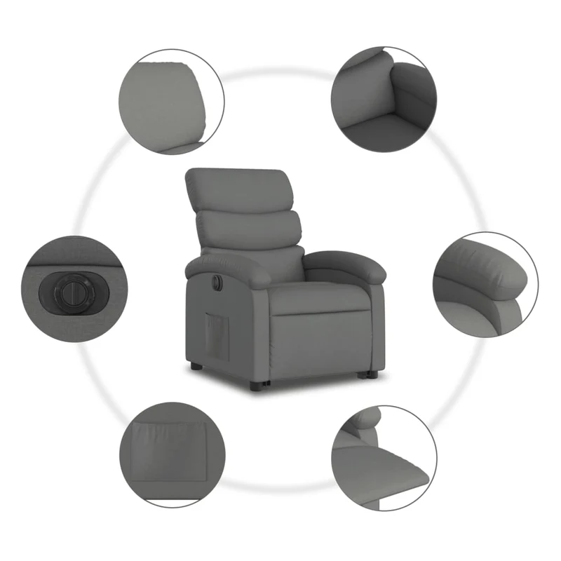 Fauteuil relax TV fonction de levage électrique très confortable en tissu gris foncé DEC028362
