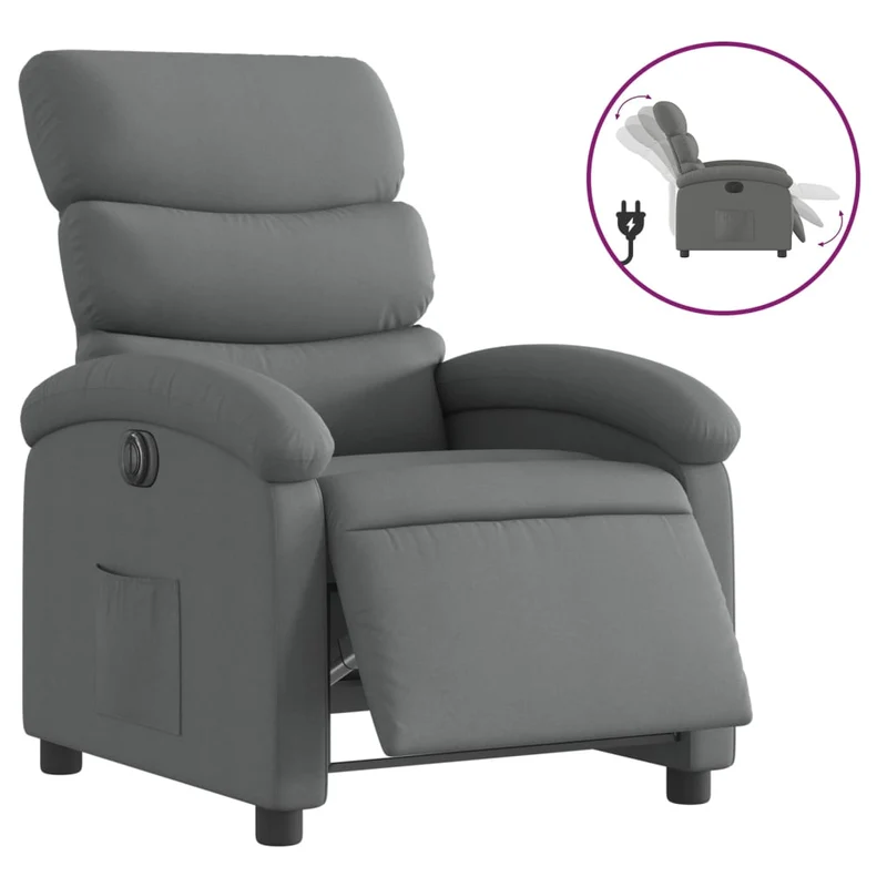 Fauteuil relax TV fonction de levage électrique très confortable en tissu gris foncé DEC028350