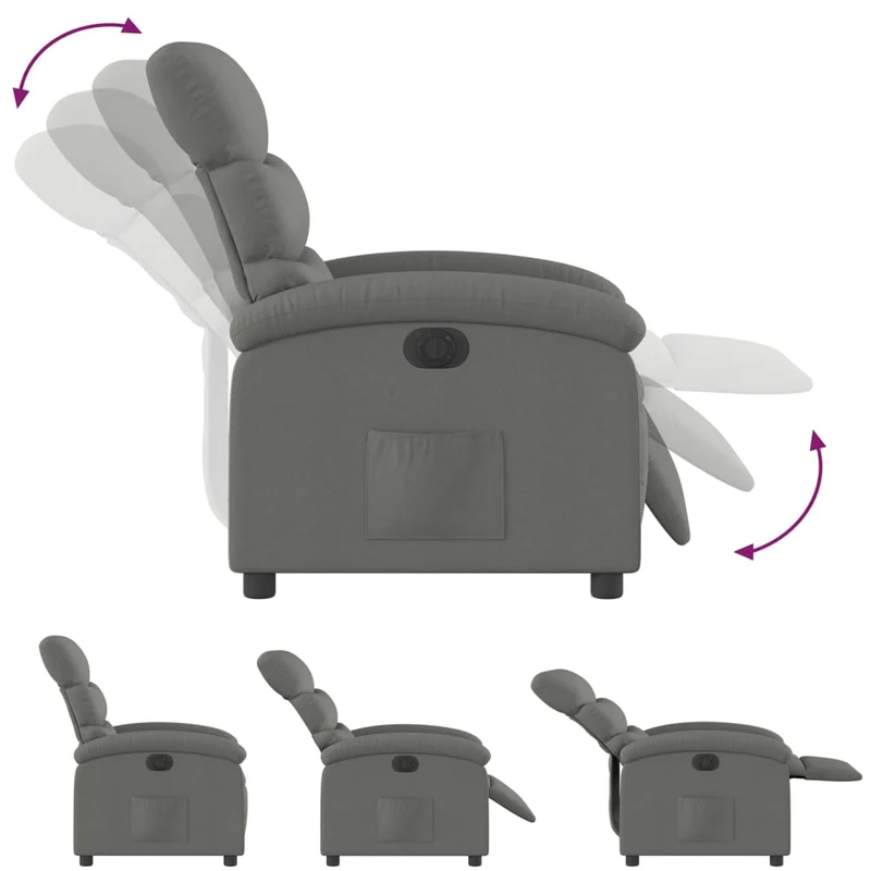 Fauteuil relax TV fonction de levage électrique très confortable en tissu gris foncé DEC028350