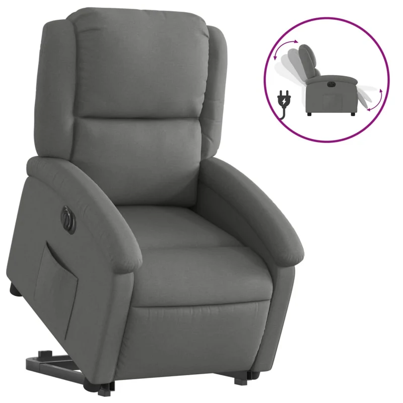 Fauteuil relax TV fonction de levage électrique très confortable en tissu gris foncé DEC028347