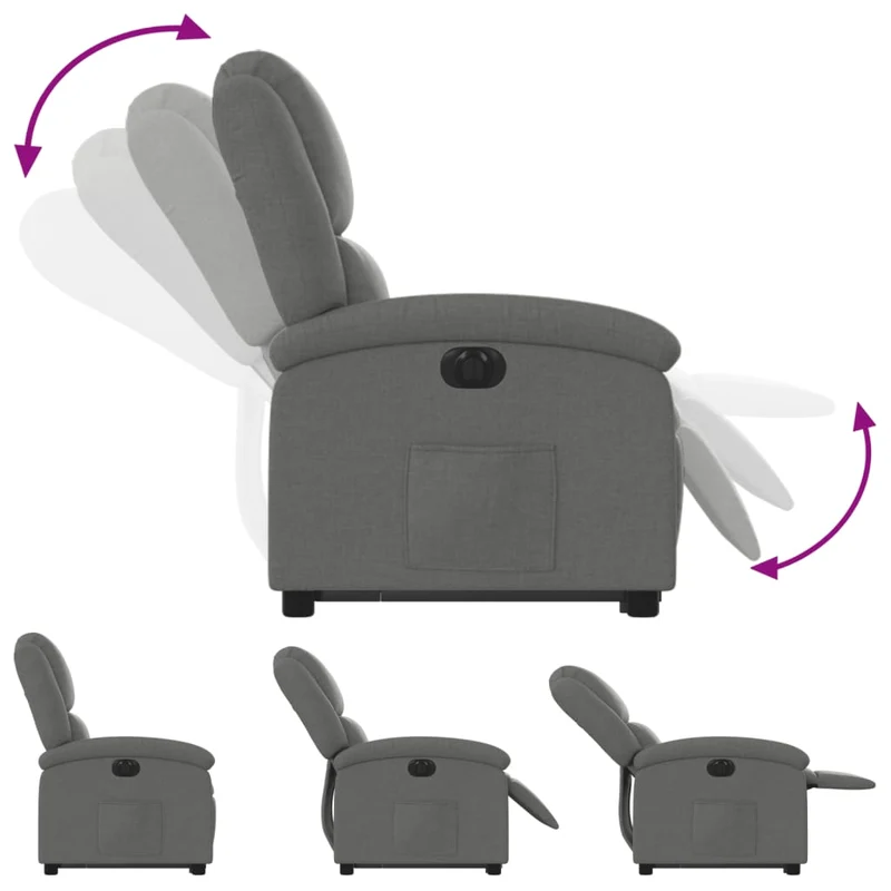 Fauteuil relax TV fonction de levage électrique très confortable en tissu gris foncé DEC028347