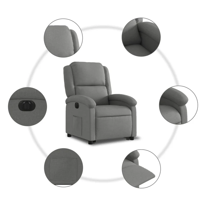 Fauteuil relax TV fonction de levage électrique très confortable en tissu gris foncé DEC028347