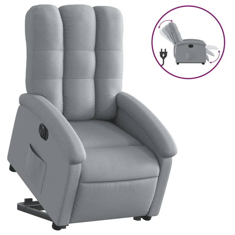 Fauteuil relax TV fonction de levage électrique très confortable en tissu gris clair DEC028308