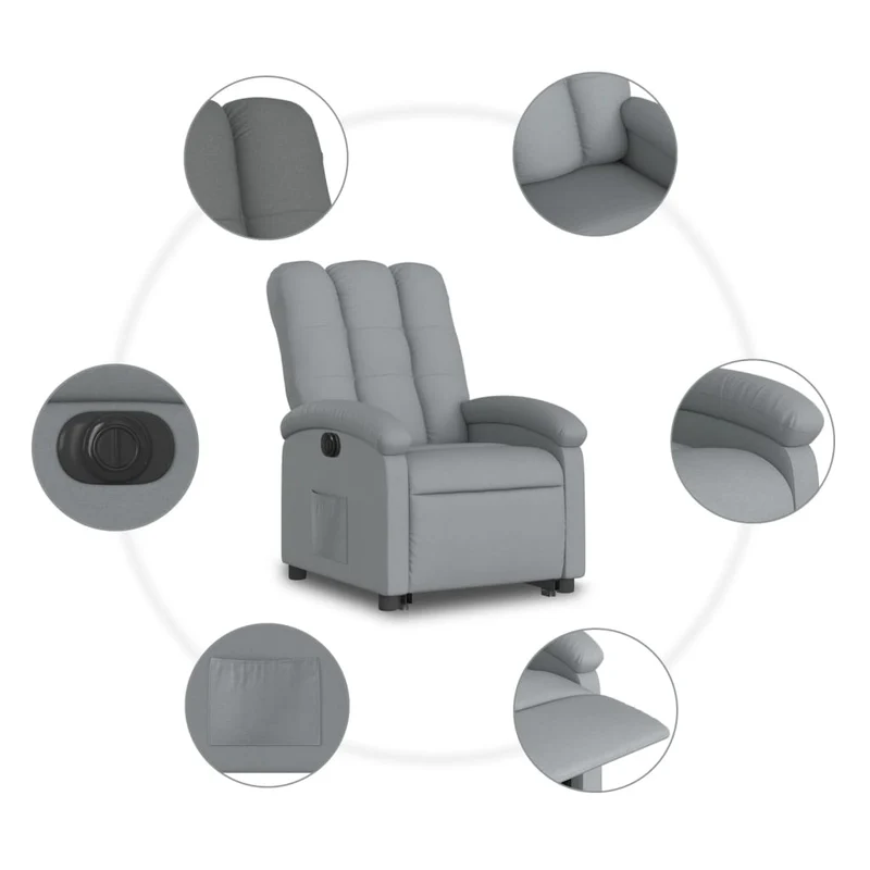 Fauteuil relax TV fonction de levage électrique très confortable en tissu gris clair DEC028308