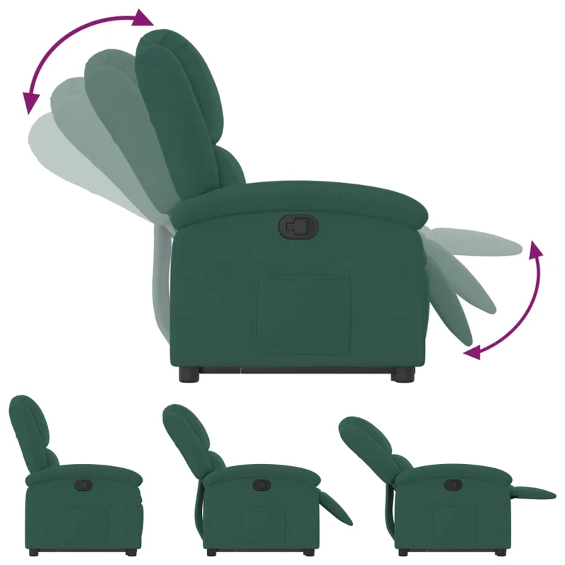 Fauteuil relax TV rembourrage confortable fonction de levage électrique en velours vert foncé DEC028233