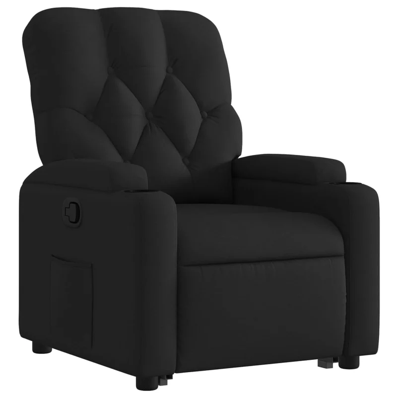 Fauteuil relax TV rembourrage confortable fonction de levage électrique en tissu noir DEC028112
