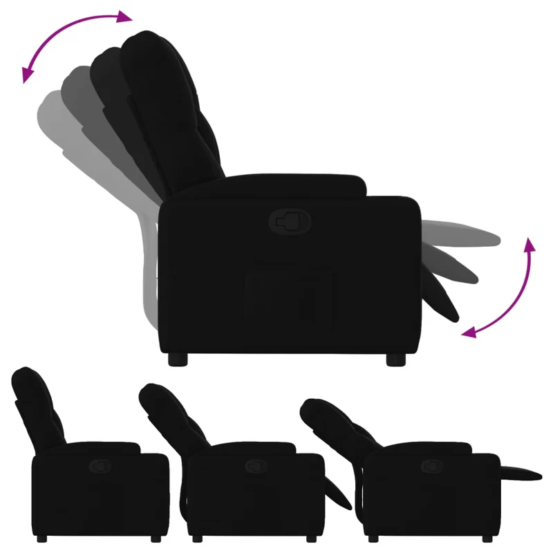Fauteuil relax TV rembourrage confortable fonction d'inclinaison manuelle en tissu noir DEC028093