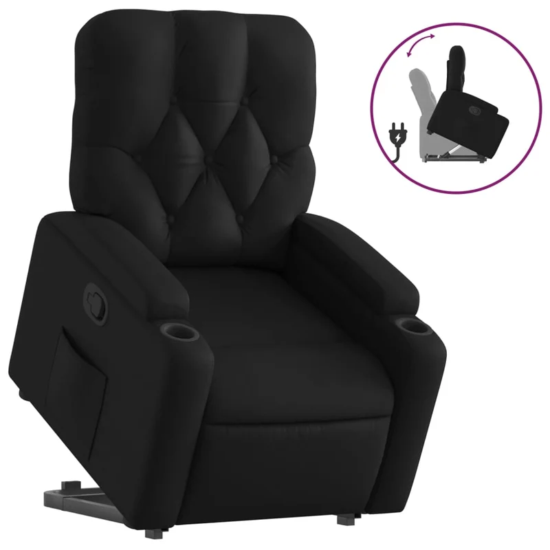 Fauteuil relax TV rembourrage confortable fonction de levage électrique en PVC noir DEC028089