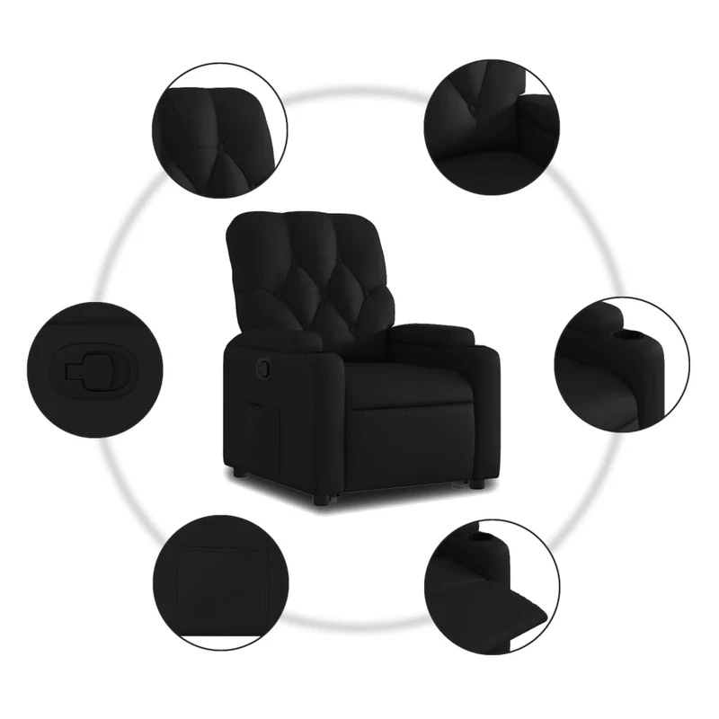 Fauteuil relax TV rembourrage confortable fonction de levage électrique en PVC noir DEC028089