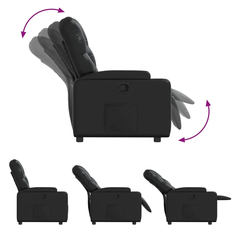 Fauteuil relax TV rembourrage confortable fonction d'inclinaison manuelle en PVC noir DEC028087