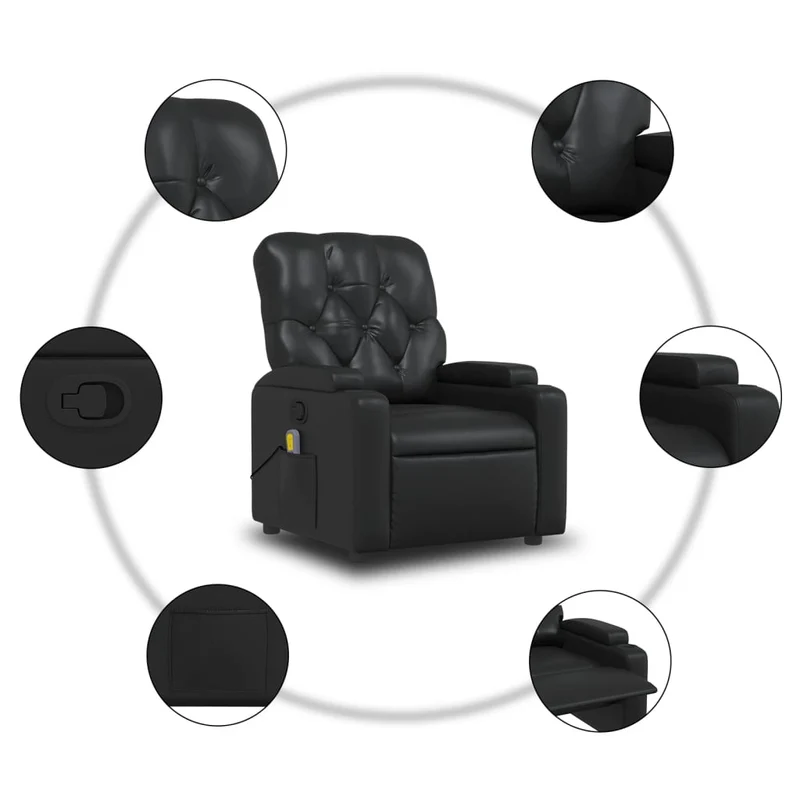 Fauteuil relax TV rembourrage confortable fonction d'inclinaison manuelle en PVC noir DEC028087