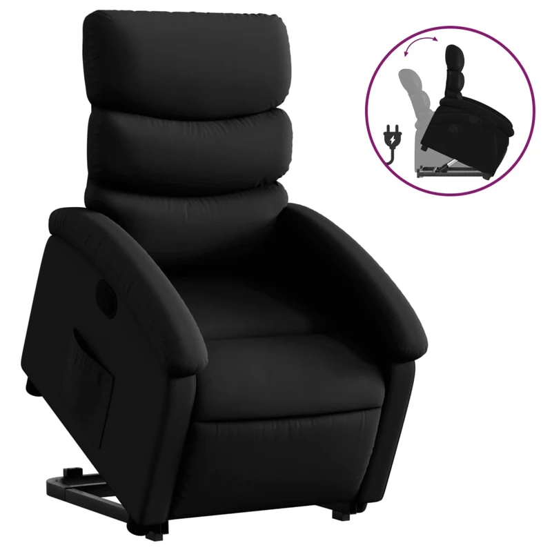 Fauteuil relax TV rembourrage confortable fonction de levage électrique en PVC noir DEC028082