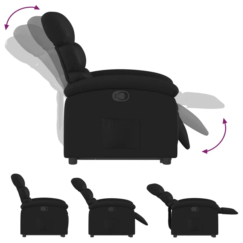 Fauteuil relax TV rembourrage confortable fonction de levage électrique en PVC noir DEC028082
