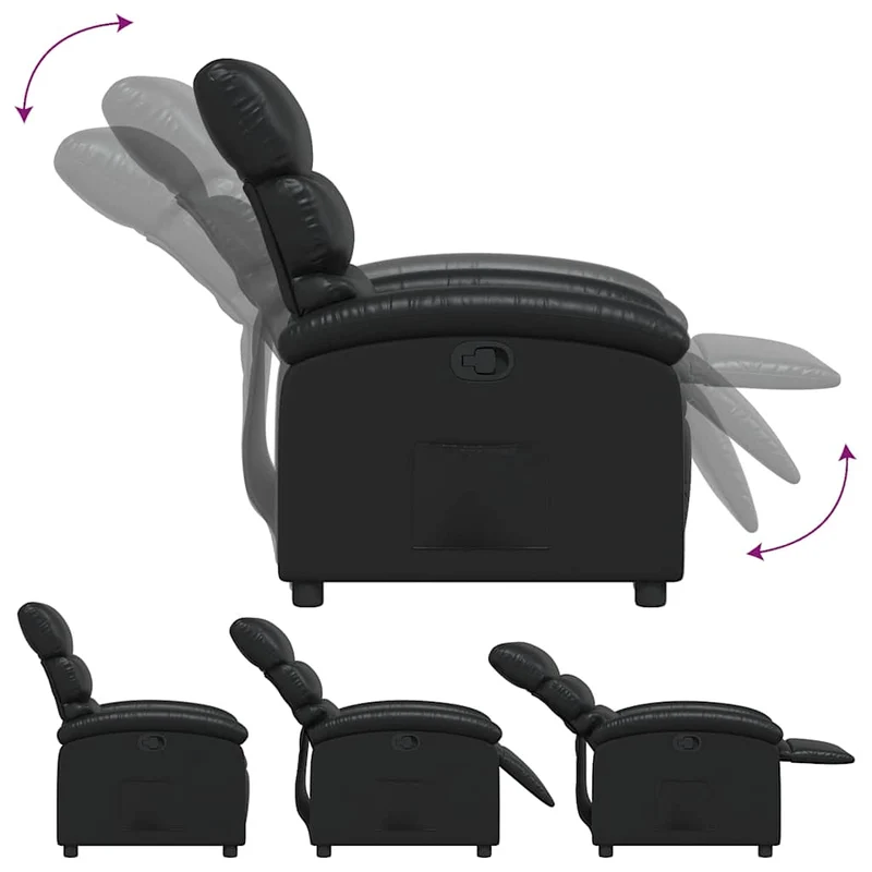 Fauteuil relax TV rembourrage confortable fonction d'inclinaison manuelle en PVC noir DEC028073