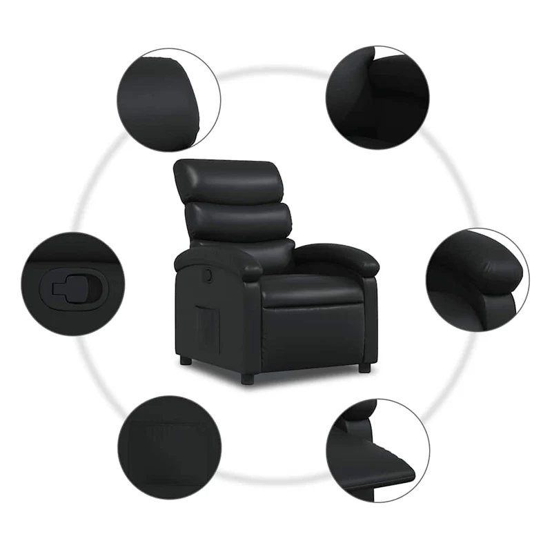 Fauteuil relax TV rembourrage confortable fonction d'inclinaison manuelle en PVC noir DEC028073