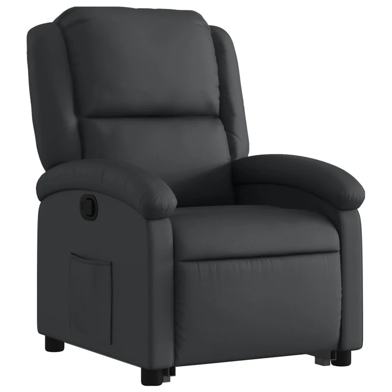Fauteuil relax TV rembourrage confortable fonction de levage électrique en cuir véritable noir DEC028065
