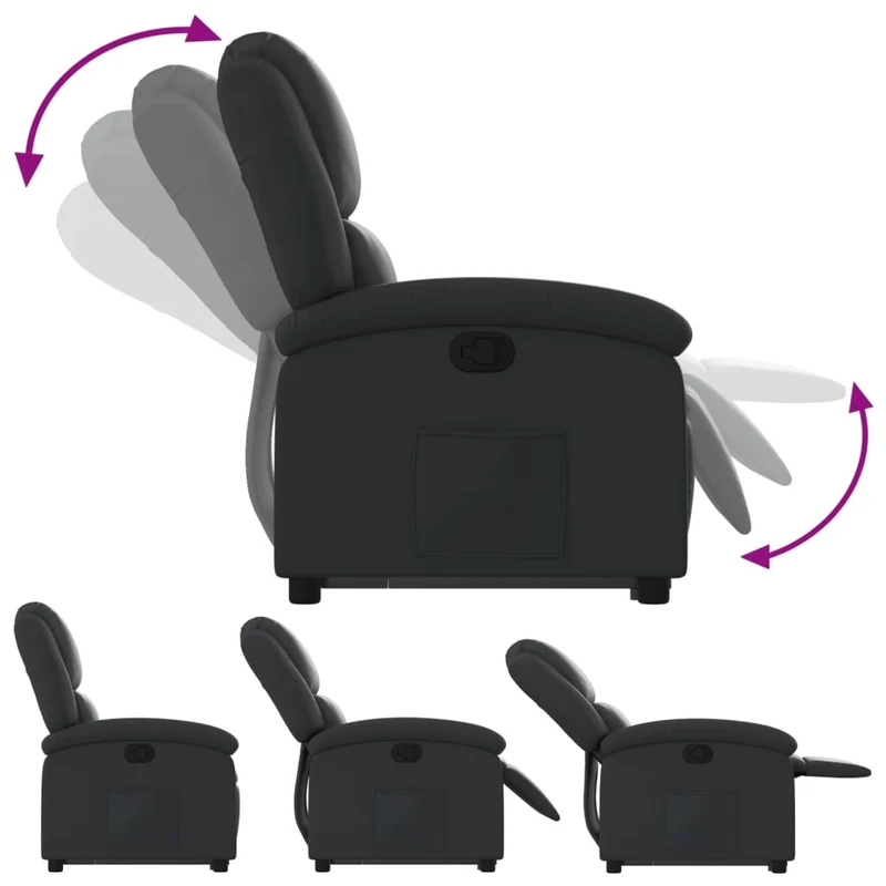 Fauteuil relax TV rembourrage confortable fonction de levage électrique en cuir véritable noir DEC028065