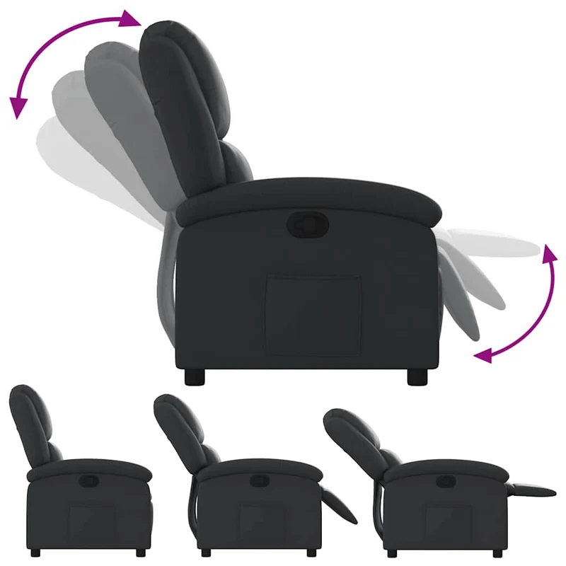 Fauteuil relax TV rembourrage confortable fonction d'inclinaison manuelle en cuir véritable noir DEC028064