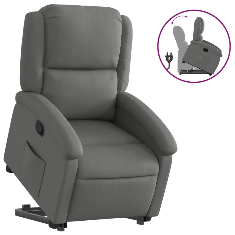 Fauteuil relax TV rembourrage confortable levage électrique en tissu gris foncé DEC027956