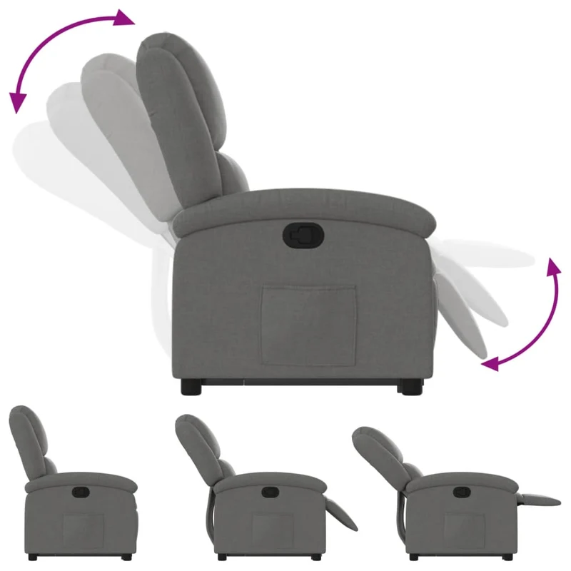 Fauteuil relax TV rembourrage confortable levage électrique en tissu gris foncé DEC027956
