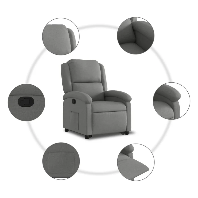 Fauteuil relax TV rembourrage confortable levage électrique en tissu gris foncé DEC027956