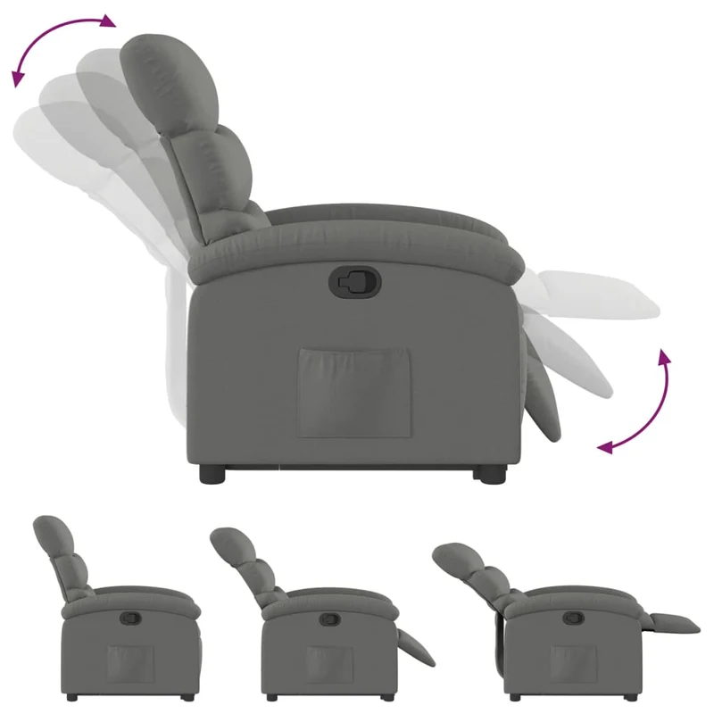 Fauteuil relax TV rembourrage confortable fonction de levage électrique en tissu gris foncé DEC027935