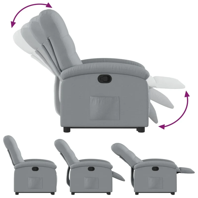 Fauteuil relax TV rembourrage confortable fonction de levage électrique en tissu gris clair DEC027888