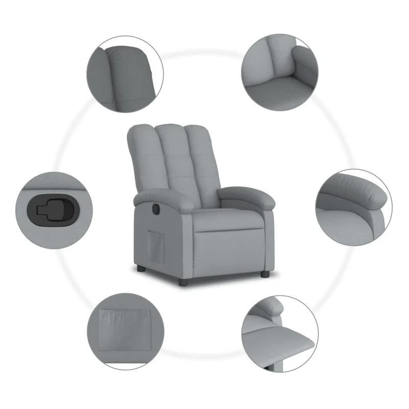 Fauteuil relax TV rembourrage confortable fonction d'inclinaison manuelle en tissu gris clair DEC027885