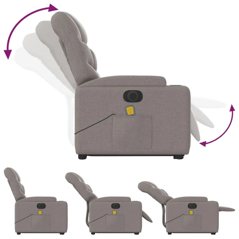 Fauteuil de relaxation fonction massage et inclinable en tissu taupe DEC027869