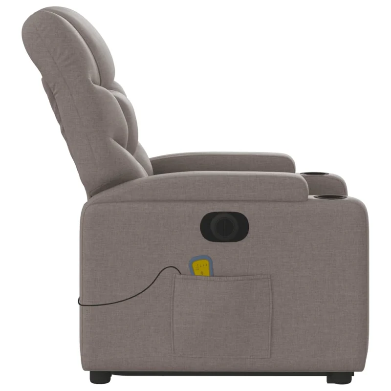 Fauteuil de relaxation fonction massage et inclinable en tissu taupe DEC027869