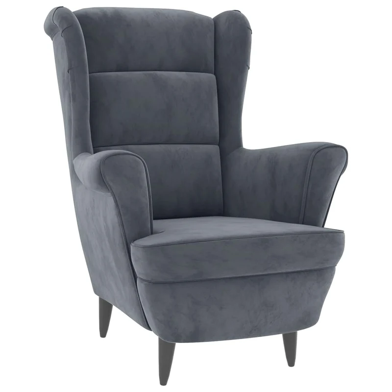 Fauteuils relax avec rebords latérals et repose-pieds en velours gris foncé DEC028693