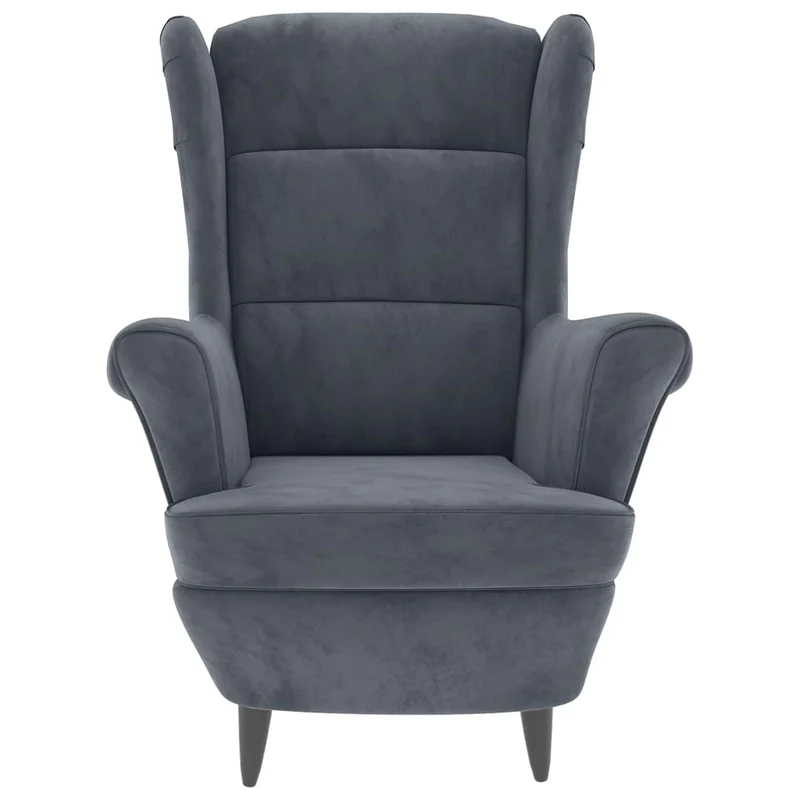 Fauteuils relax avec rebords latérals et repose-pieds en velours gris foncé DEC028693