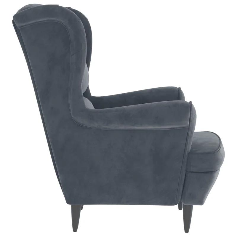Fauteuils relax avec rebords latérals et repose-pieds en velours gris foncé DEC028693
