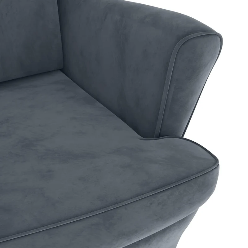 Fauteuils relax avec rebords latérals et repose-pieds en velours gris foncé DEC028693