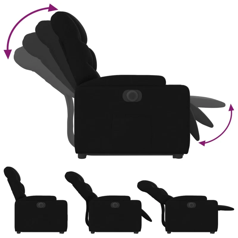 Fauteuil relax TV fonction de levage électrique très confortable en tissu noir DEC028505