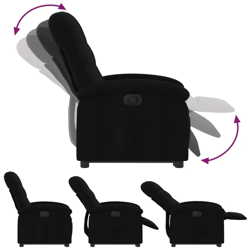 Fauteuil relax TV fonction de levage électrique très confortable en tissu noir DEC028504