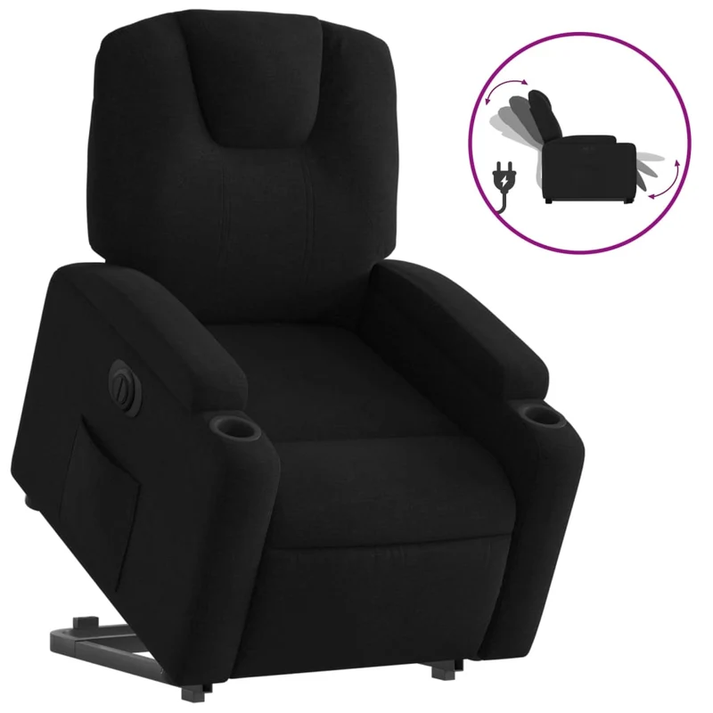 Fauteuil relax TV fonction de levage électrique très confortable en tissu noir DEC028487