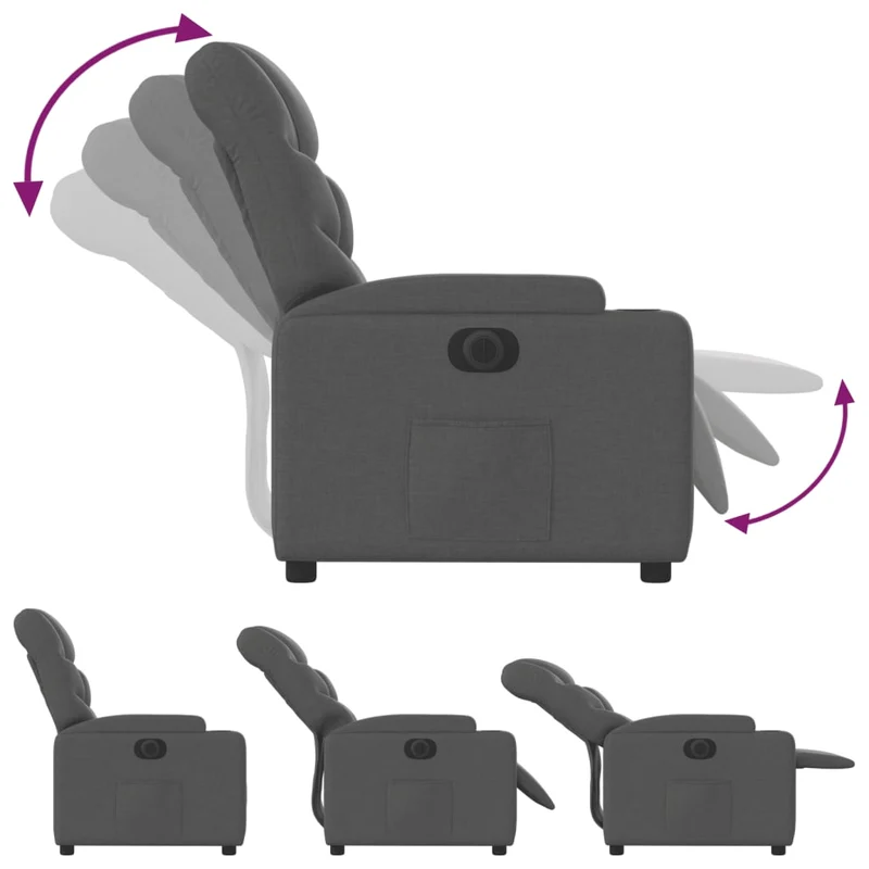 Fauteuil relax TV fonction d'inclinaison électrique très confortable en tissu noir DEC028483