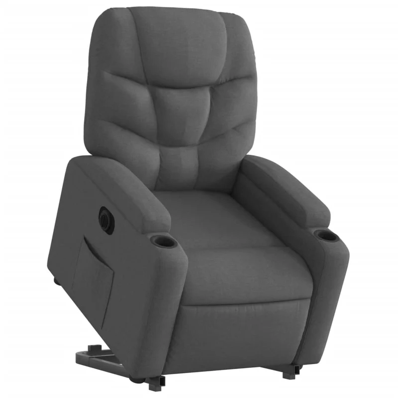 Fauteuil relax TV fonction de levage électrique très confortable en tissu gris foncé DEC028363