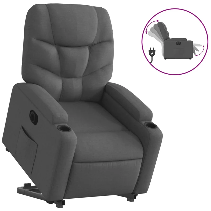 Fauteuil relax TV fonction de levage électrique très confortable en tissu gris foncé DEC028363