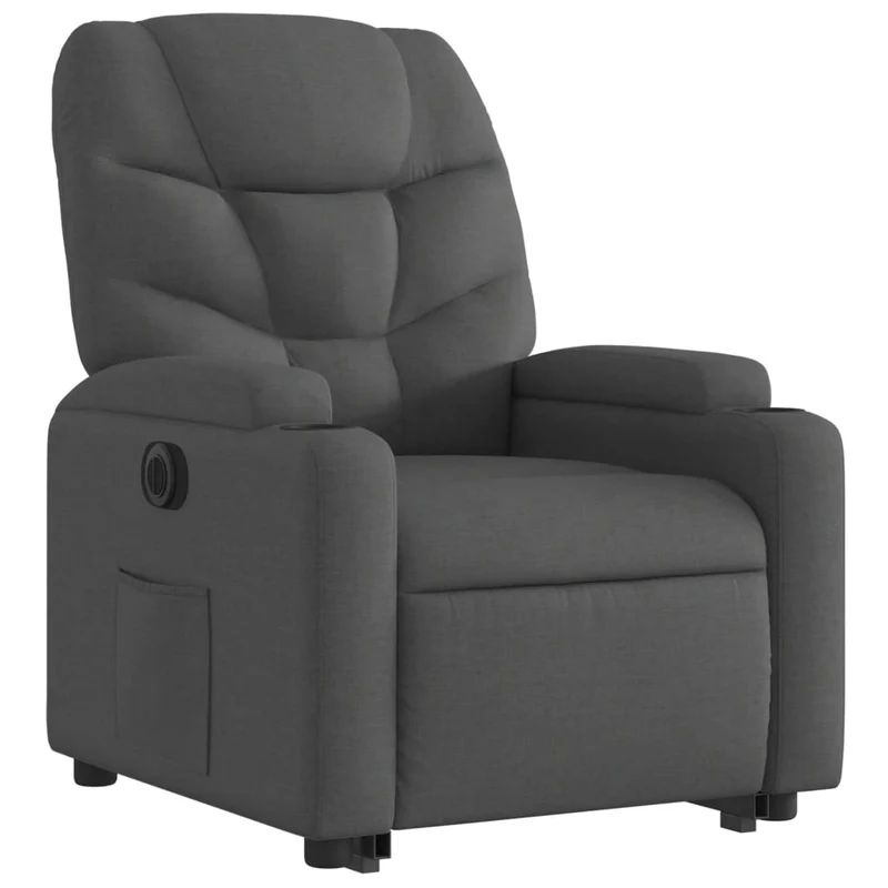 Fauteuil relax TV fonction de levage électrique très confortable en tissu gris foncé DEC028363