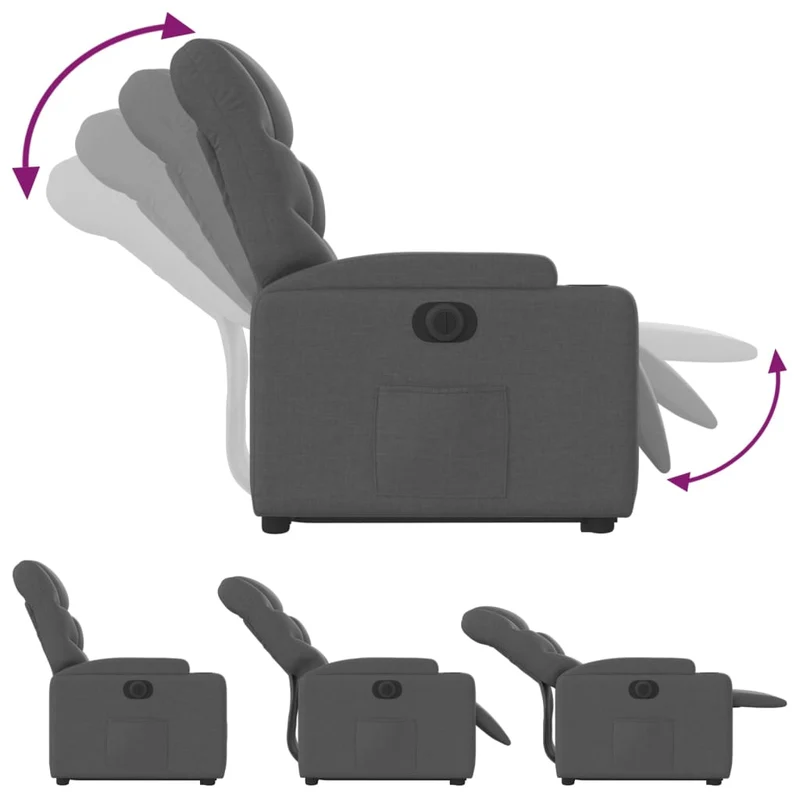Fauteuil relax TV fonction de levage électrique très confortable en tissu gris foncé DEC028363