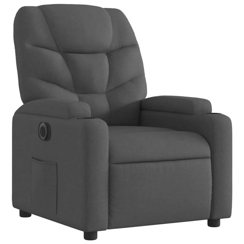 Fauteuil relax TV fonction d'inclinaison électrique très confortable en tissu gris foncé DEC028360