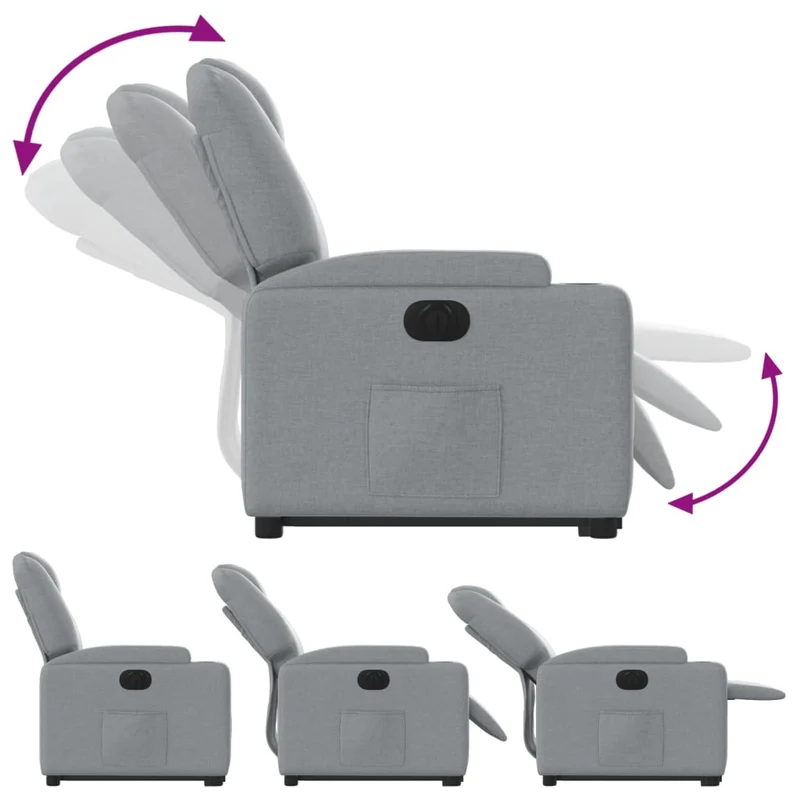 Fauteuil relax TV fonction de levage électrique très confortable en tissu gris clair DEC028319
