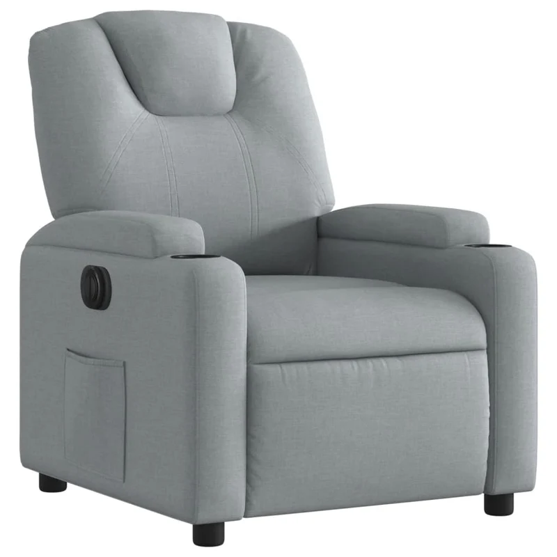 Fauteuil relax TV fonction d'inclinaison électrique très confortable en tissu gris clair DEC028312