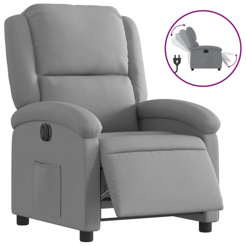 Fauteuil relax TV fonction d'inclinaison électrique très confortable en tissu gris clair DEC028306